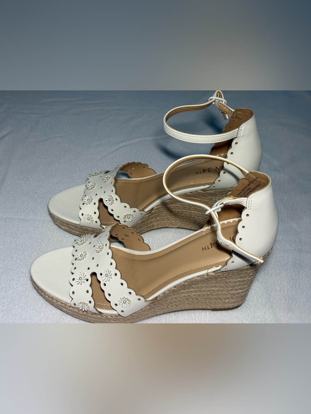 Women's Theodoree Espadrille Wedge Sandals, White Linen. 8.5M